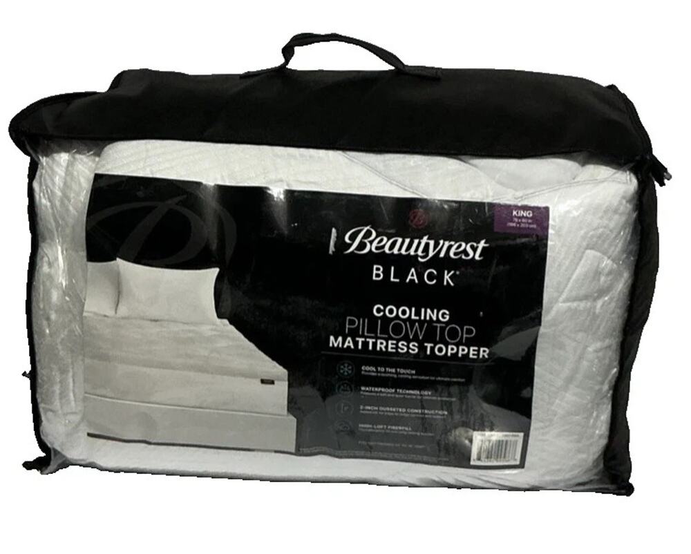 Beautyrest Black King Cooling Pillow Top Mattress Topper 2" Waterproof White
